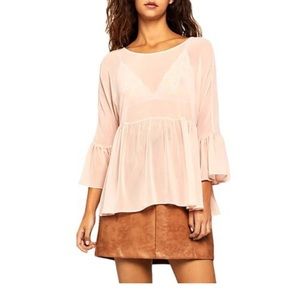 BCBGENERATION Womens Chiffon Ruffled Hem top